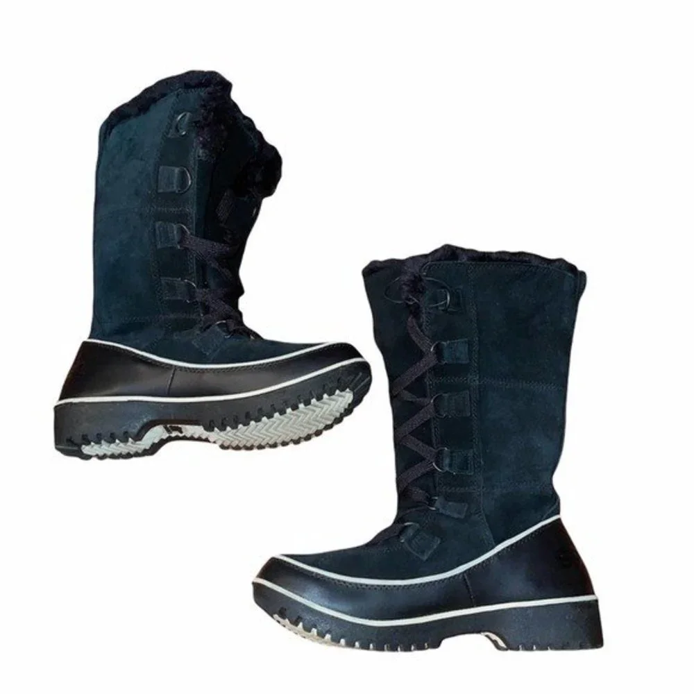 SOREL Boots 6.5 Black Joan of Artic Winter Snow Ski Fur Lace Up
